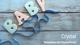  Presentation with cookies - PPT layouts with baby shower cookies on wooden background and a seafoam green colored foreground