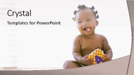  Presentation with baby sitting - Beautiful PPT theme featuring baby sitting indoors with block backdrop and a white colored foreground