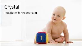  Presentation with baby smile - Cool new presentation theme with baby sitting indoors with block backdrop and a white colored foreground