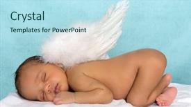  Presentation with angel baby - Theme featuring baby sleeping with angel wings background and a sky blue colored foreground