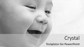  Presentation with black baby - PPT theme featuring baby smiling black and white background and a light gray colored foreground