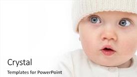 Presentation with clothing - Colorful theme enhanced with baby smiling warm clothing hat backdrop and a white colored foreground