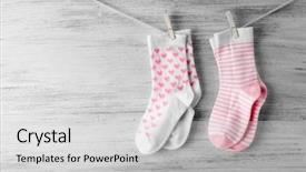  Presentation with socks - Slides featuring baby socks hanging background and a light gray colored foreground
