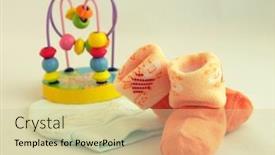  Presentation with baby toy - Slides consisting of baby socks hat and toy background and a soft green colored foreground