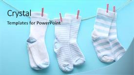  Presentation with baby fashion - Cool new slides with baby socks on blue background backdrop and a arctic colored foreground