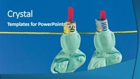  Presentation with socks - PPT theme with baby socks on clothesline background and a ocean colored foreground