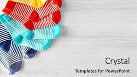  Presentation with baby fashion - Slides with baby socks on wooden background background and a light gray colored foreground