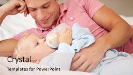  Presentation with baby bottle - Slide deck featuring baby son bottle of milk background and a lemonade colored foreground