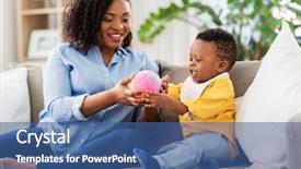  Presentation with african american baby - Audience pleasing presentation theme consisting of baby son playing with ball backdrop and a ocean colored foreground