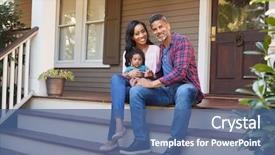  Presentation with planning family baby - Colorful PPT layouts enhanced with baby son sit on steps backdrop and a ocean colored foreground