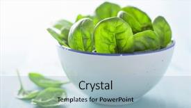  Presentation with spinach - Amazing PPT layouts having baby spinach leaves in bowl backdrop and a light blue colored foreground
