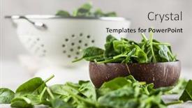  Presentation with spinach - PPT theme having baby spinach leaves background and a light gray colored foreground