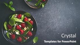  Presentation with hazelnuts - Beautiful slides featuring baby-spinach-with-raspberries-hazelnuts backdrop and a dark gray colored foreground