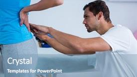  Presentation with womans rights - Slides having baby spine - physiotherapist examining womans back background and a  colored foreground