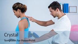  Presentation with physiotherapist - PPT theme having baby spine - physiotherapist examining womans back background and a  colored foreground