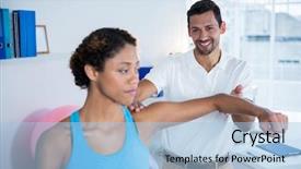  Presentation with womans rights - Cool new presentation theme with baby spine - physiotherapist examining womans shoulder backdrop and a  colored foreground