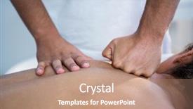  Presentation with give first and u will get back - Audience pleasing PPT theme consisting of baby spine - physiotherapist giving back massage backdrop and a coral colored foreground