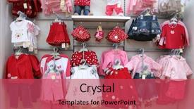  Presentation with clothes shop - Slide set having baby store - babies clothes in shop background and a red colored foreground