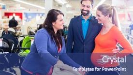  Presentation with testing - Colorful presentation design enhanced with baby store testing buggy backdrop and a  colored foreground