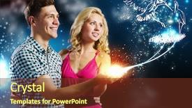  Presentation with young happy couple - Amazing theme having baby stork - young happy couple dreaming backdrop and a  colored foreground