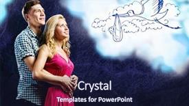  Presentation with young happy couple - Colorful slide deck enhanced with baby stork - young happy couple dreaming backdrop and a  colored foreground