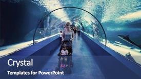  Presentation with happy baby - Presentation theme with baby stroller cheerfully spending time background and a ocean colored foreground