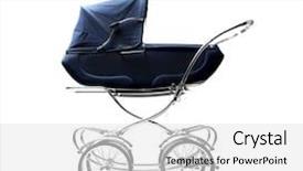  Presentation with blue hydrangeas - Presentation with baby strollers - blue pram background and a white colored foreground