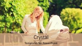  Presentation with mother child - Beautiful slide set featuring baby strollers - family child and parenthood concept backdrop and a coral colored foreground