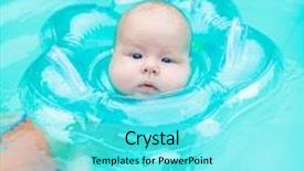  Presentation with swim - Slide set enhanced with baby swimming with neck swim ring in pool background and a arctic colored foreground