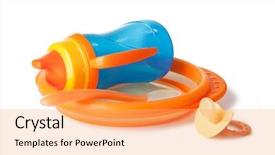  Presentation with baby footprint - Beautiful slide deck featuring baby tableware on a white backdrop and a  colored foreground