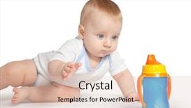  Presentation with baby - PPT layouts consisting of baby taking the pacifier on a white background background and a lemonade colored foreground