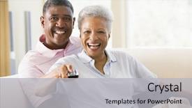  Presentation with living room - Cool new presentation theme with baby television - couple in living room using backdrop and a light gray colored foreground