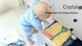  Presentation with baby clothes - Cool new slide set with throwing up clothes from wooden backdrop and a light gray colored foreground