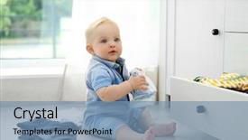  Presentation with baby clothes - Beautiful presentation design featuring baby throwing up clothes backdrop and a seafoam green colored foreground