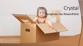  Presentation with new baby - Audience pleasing theme consisting of baby toddler standing in cartoon backdrop and a light gray colored foreground