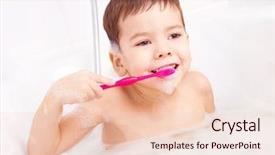 Presentation with evaluation of 5 years old boy - Slides consisting of baby toothbrush - cute four year old boy background and a lemonade colored foreground