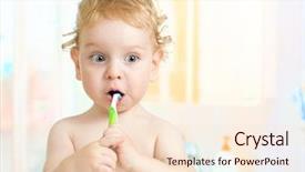  Presentation with baby teeth - Beautiful PPT theme featuring baby toothbrush - kid brushing teeth in bathroom backdrop and a lemonade colored foreground