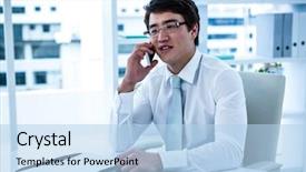  Presentation with telephone poles - Presentation theme consisting of baby touching mobile screen - asian businessman talking background and a light blue colored foreground