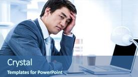  Presentation with head and neck anatomy - Slide deck having baby touching mobile screen - tired businessman holding his head background and a ocean colored foreground