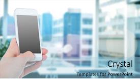  Presentation with illuminated - Beautiful PPT theme featuring baby touching mobile screen - woman showing smartphone against illuminated backdrop and a  colored foreground