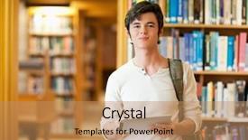  Presentation with tablet - Theme featuring baby touching screen - serious student holding a tablet background and a coral colored foreground