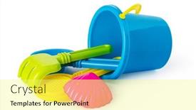  Presentation with baby toy - PPT theme featuring baby-toy-bucket-and-shovel background and a yellow colored foreground