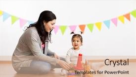  Presentation with happy birthday baby - Presentation design consisting of daughter playing with ring pyramid background and a lemonade colored foreground