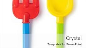 Presentation with baby toy - PPT theme having baby-toy-shovel-and-rake background and a white colored foreground