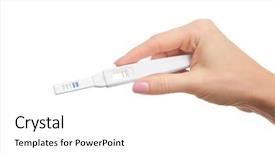  Presentation with pregnancy - Presentation design enhanced with baby utero - pregnancy test in hand background and a white colored foreground