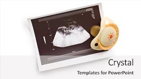  Presentation with ultrasound - PPT theme featuring baby utero - ultrasound photo with pacifier background and a white colored foreground