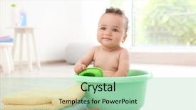 Presentation with baby bath - Theme having baby washing in bath basin background and a mint green colored foreground