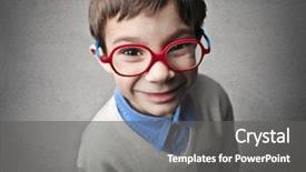  Presentation with child nurture - Presentation theme with baby wearing glasses - happy child background and a gray colored foreground