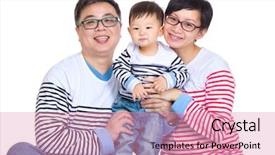  Presentation with family - PPT theme enhanced with baby wearing glasses - happy family background and a coral colored foreground