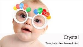  Presentation with happy birthday baby - Slide deck featuring baby wearing happy birthday glasses background and a sky blue colored foreground
